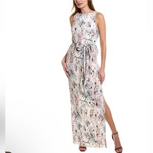 Aidan Mattox Floral Pleated Column Gown New Size 4